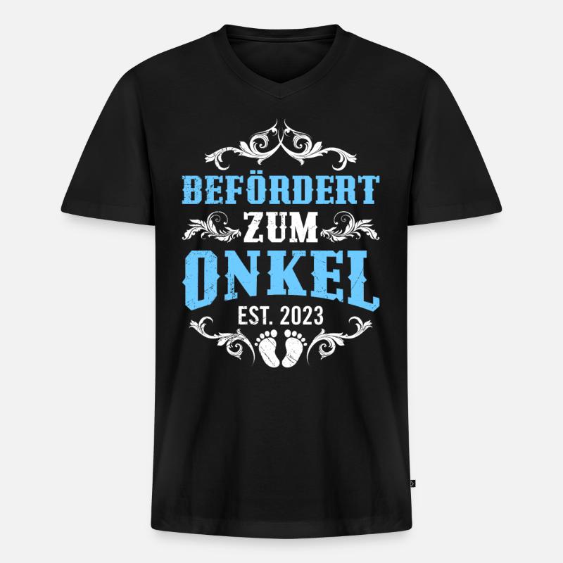 Onkel 2023 - Männer Premium Bio T-Shirt mit V-Ausschnitt - Schwarz