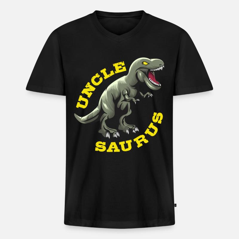 Onkel Saurus - Männer Premium Bio T-Shirt mit V-Ausschnitt - Schwarz