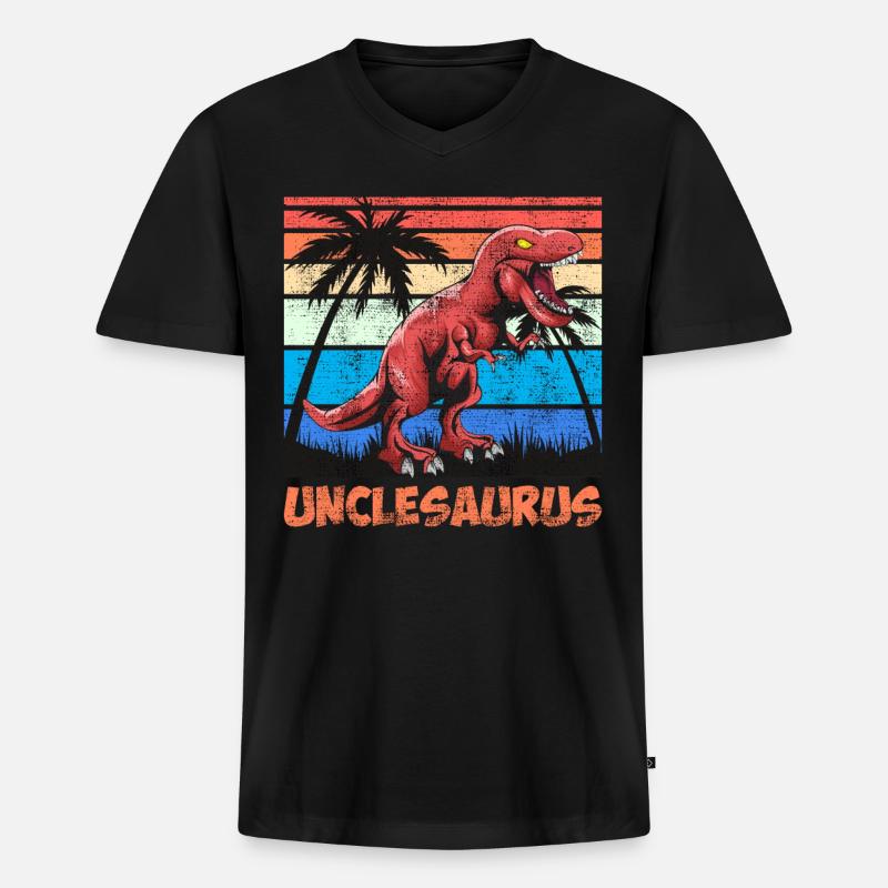 Unclesaurus Onkel - Männer Premium Bio T-Shirt mit V-Ausschnitt - Schwarz
