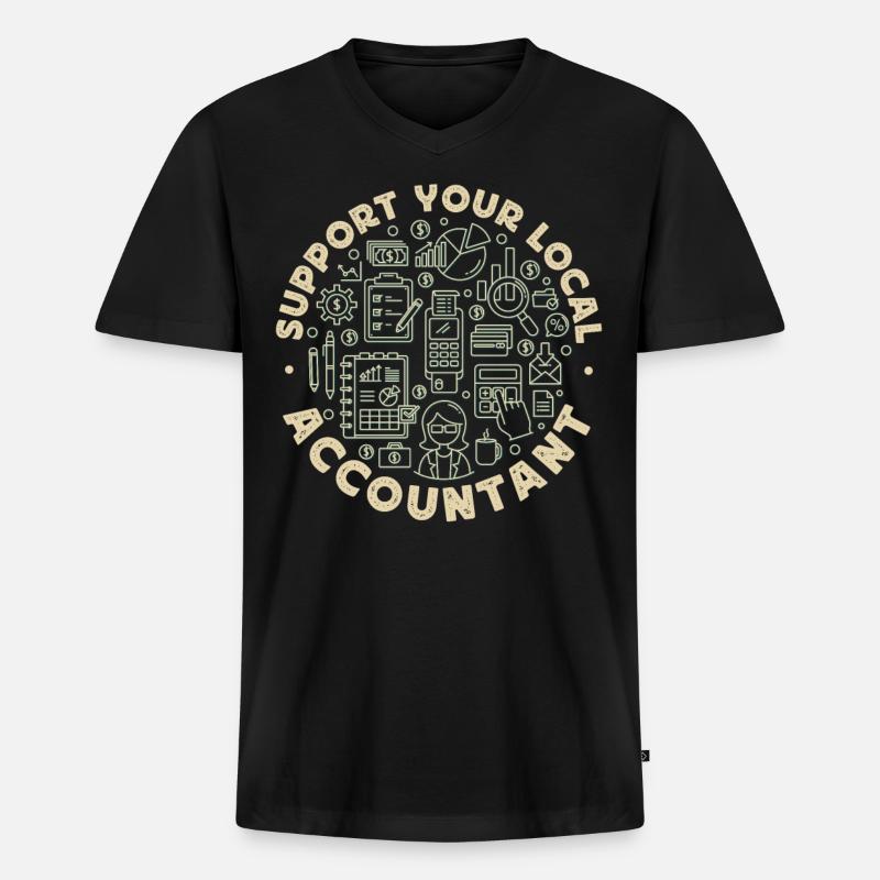 Comptable Comptable Comptable - T-shirt encolure en V Premium bio Homme - noir