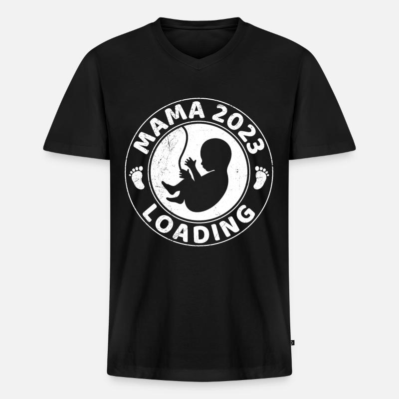 Mama 2023 loading werdende Mama - Männer Premium Bio T-Shirt mit V-Ausschnitt - Schwarz