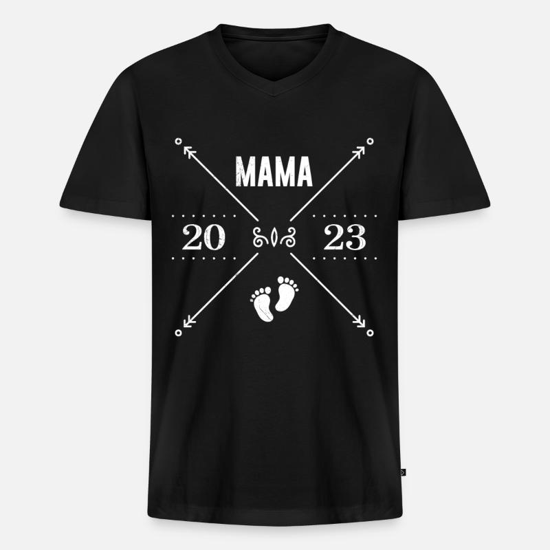 Werdende Mama 2023 - Männer Premium Bio T-Shirt mit V-Ausschnitt - Schwarz