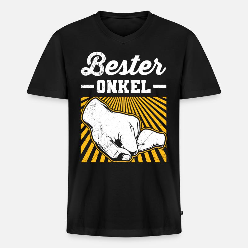 Bester Onkel - Männer Premium Bio T-Shirt mit V-Ausschnitt - Schwarz