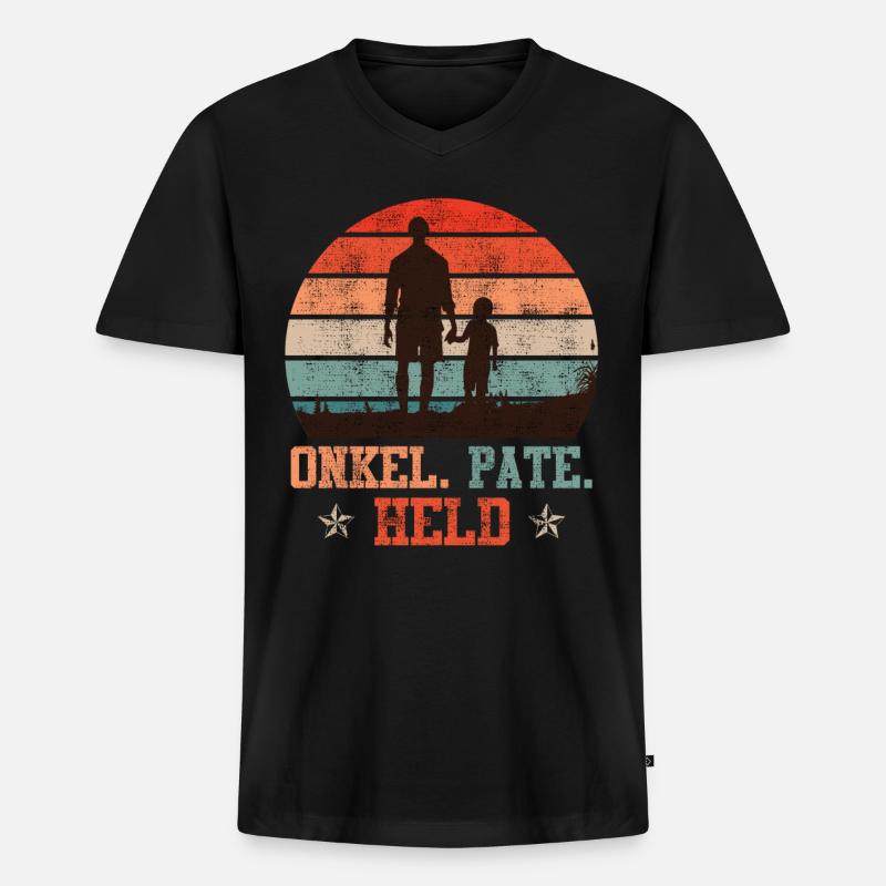 Onkel Pate Held Onkel Spruch - Männer Premium Bio T-Shirt mit V-Ausschnitt - Schwarz