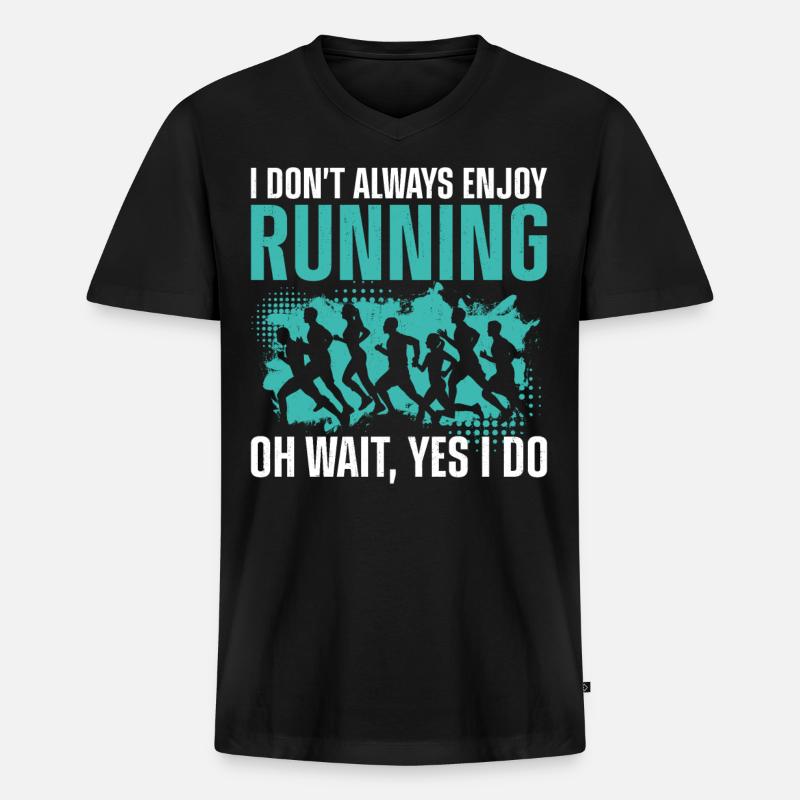 Running Runner Half Marathon - Männer Premium Bio T-Shirt mit V-Ausschnitt - Schwarz
