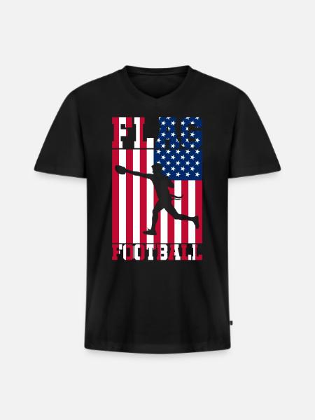 Flag Football Player American Flag - Men's Premium Organic T-shirt with V-neck - black