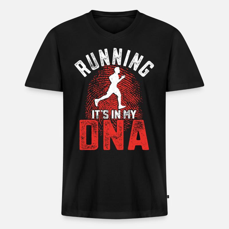 Running Runner Half Marathon - Männer Premium Bio T-Shirt mit V-Ausschnitt - Schwarz