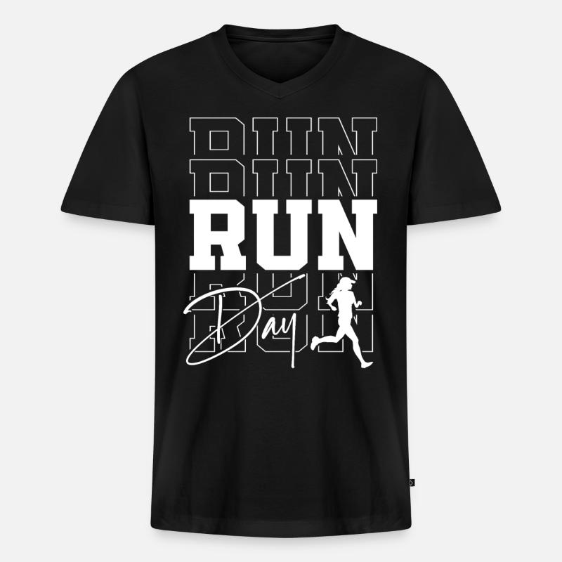 Running Runner Half Marathon - Männer Premium Bio T-Shirt mit V-Ausschnitt - Schwarz
