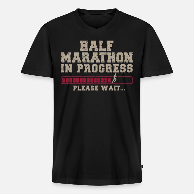 Running Runner Half Marathon - Männer Premium Bio T-Shirt mit V-Ausschnitt - Schwarz