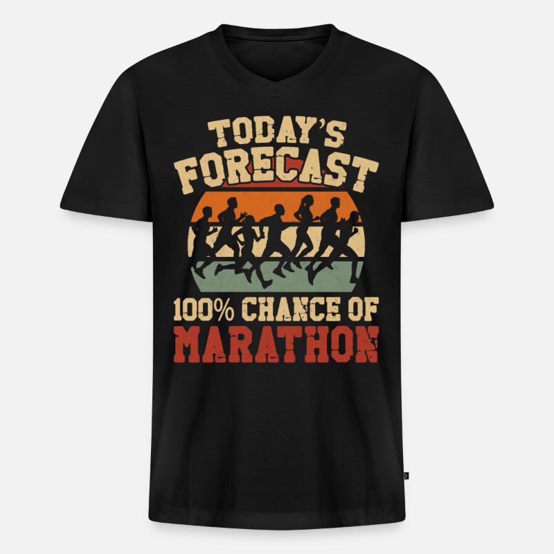 Running Runner Half Marathon - Männer Premium Bio T-Shirt mit V-Ausschnitt - Schwarz