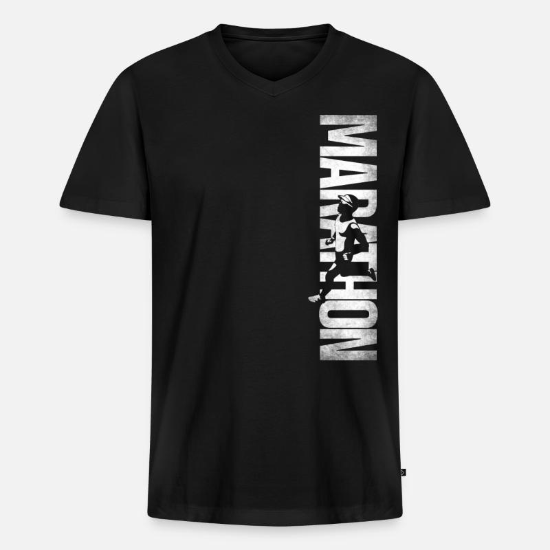 Running Runner Half Marathon - Männer Premium Bio T-Shirt mit V-Ausschnitt - Schwarz