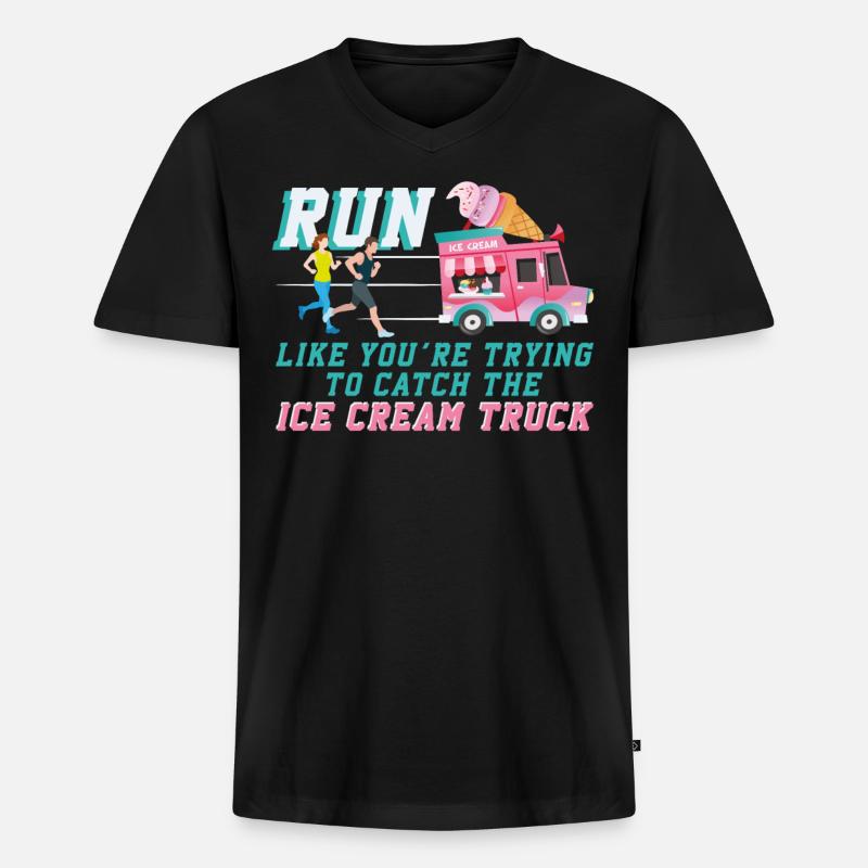 Running Runner Half Marathon - Männer Premium Bio T-Shirt mit V-Ausschnitt - Schwarz