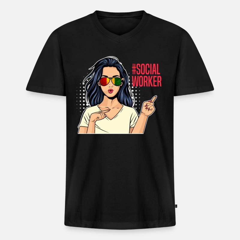 Afrika Ich bin Sozialarbeiterin - Männer Premium Bio T-Shirt mit V-Ausschnitt - Schwarz