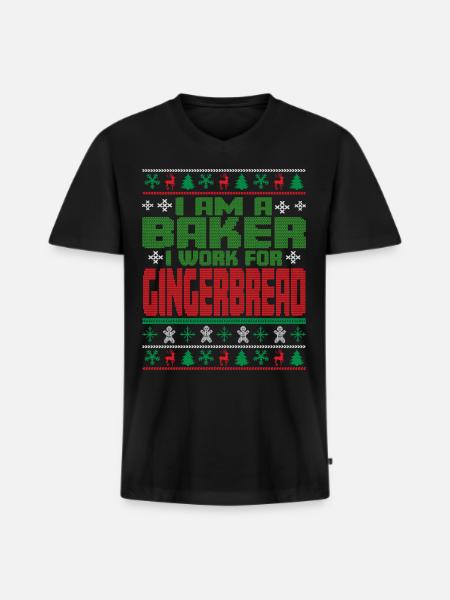 Baker Christmas Saying - Men's Premium Organic T-shirt with V-neck - black