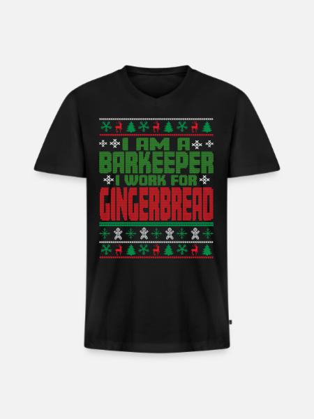 Bartender Christmas Quote - Men's Premium Organic T-shirt with V-neck - black