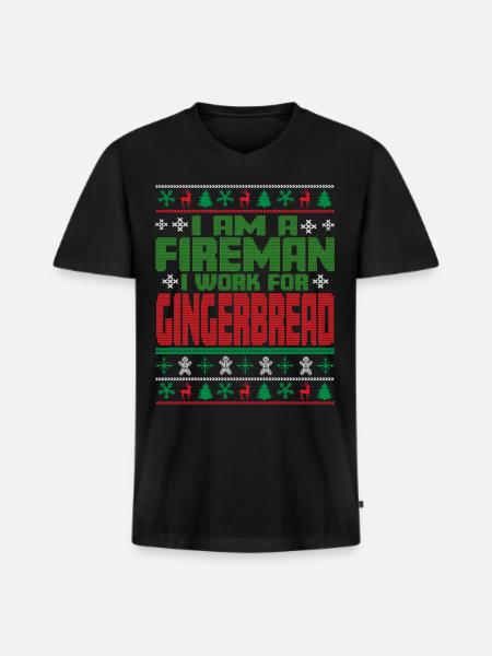 Fireman Christmas Saying - Men's Premium Organic T-shirt with V-neck - black