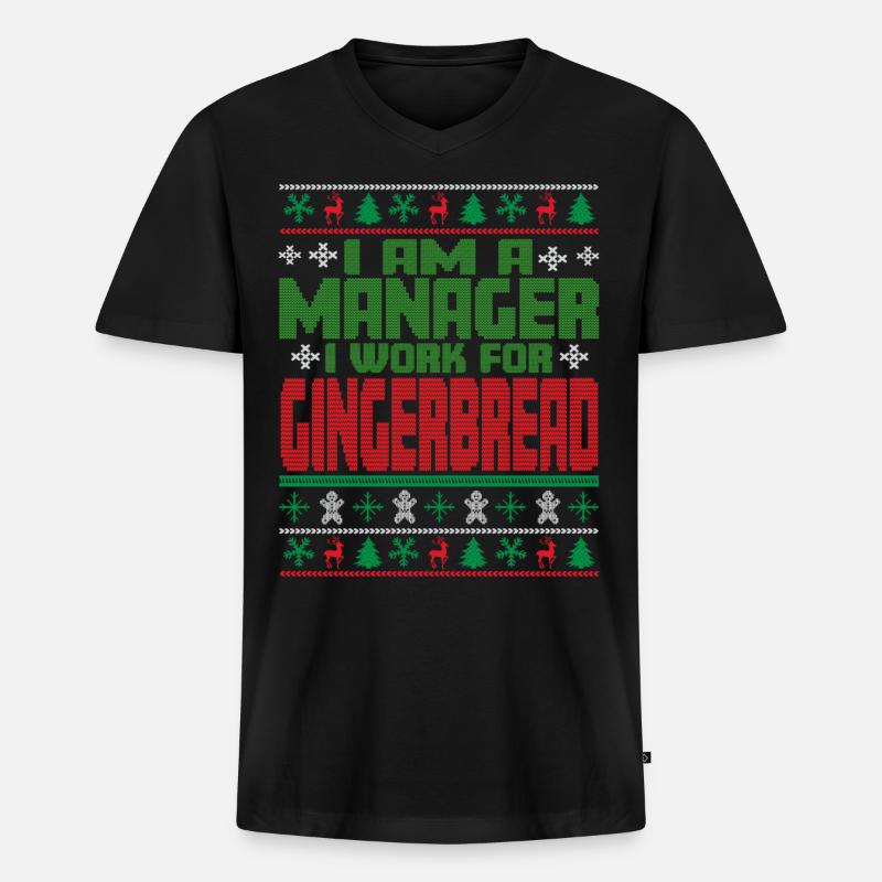 Manager Weihnachten Spruch - Männer Premium Bio T-Shirt mit V-Ausschnitt - Schwarz