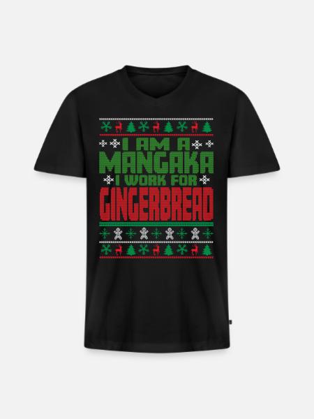 Dicton de Noël Mangaka - T-shirt encolure en V Premium bio Homme - noir