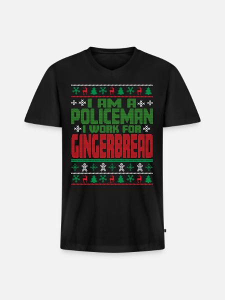 Policeman Christmas Quote - Men's Premium Organic T-shirt with V-neck - black