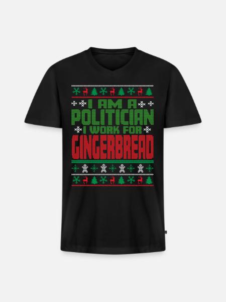 Politiker jul siger - Premium økologisk T-shirt med V-hals til mænd - sort