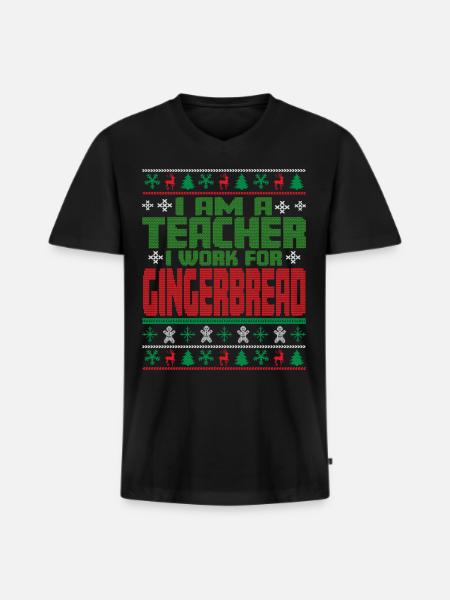 Teacher Christmas Saying - Men's Premium Organic T-shirt with V-neck - black