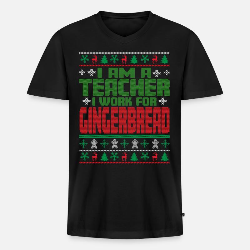 Lehrer Weihnachten Spruch - Männer Premium Bio T-Shirt mit V-Ausschnitt - Schwarz