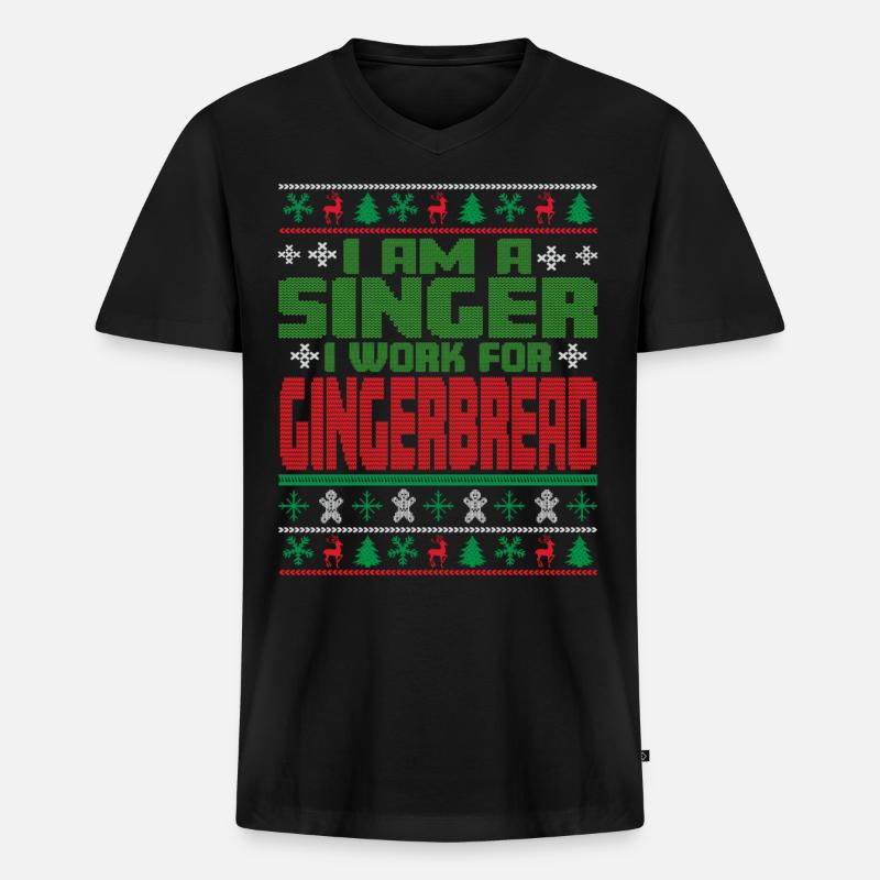 Sänger Weihnachten Spruch - Männer Premium Bio T-Shirt mit V-Ausschnitt - Schwarz