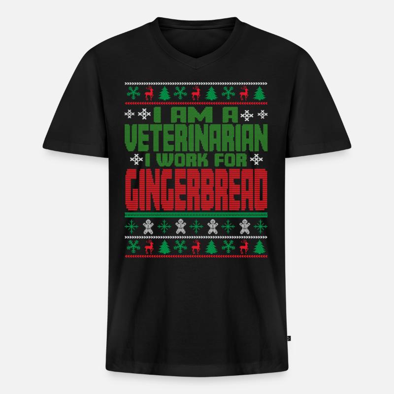 Tierarzt Weihnachten Spruch - Männer Premium Bio T-Shirt mit V-Ausschnitt - Schwarz