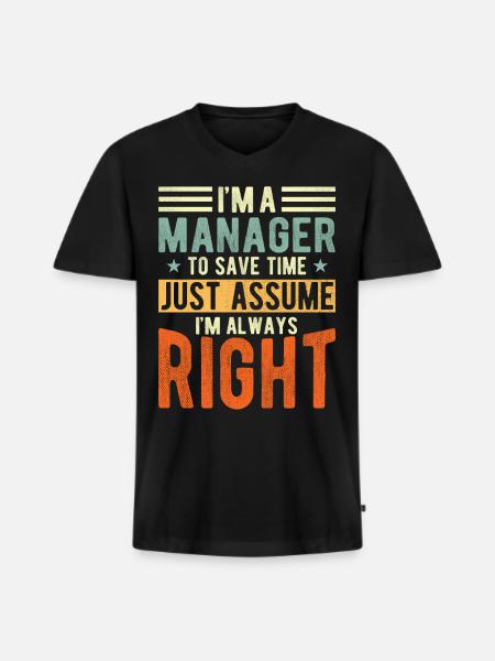 Manager - Men's Premium Organic T-shirt with V-neck - black