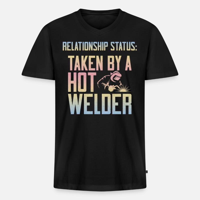 Welder Welding Girlfriend - Männer Premium Bio T-Shirt mit V-Ausschnitt - Schwarz