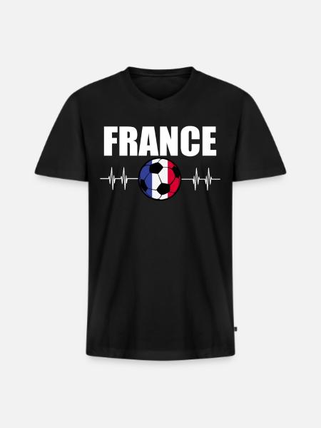 Frankreich Fußball - Männer Premium Bio T-Shirt mit V-Ausschnitt - Schwarz