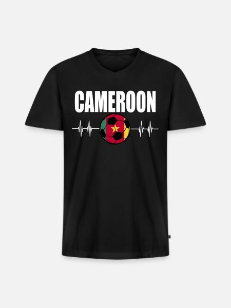Cameroon Football - Men's Premium Organic T-shirt with V-neck - black