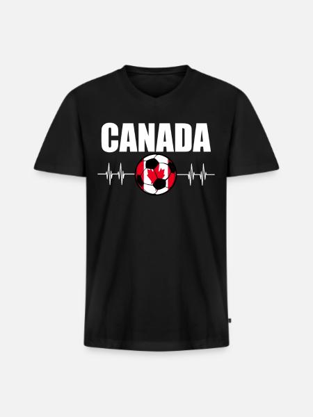 Kanada Fußball - Männer Premium Bio T-Shirt mit V-Ausschnitt - Schwarz