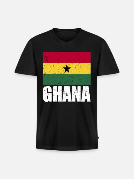 Ghana Flag - Men's Premium Organic T-shirt with V-neck - black