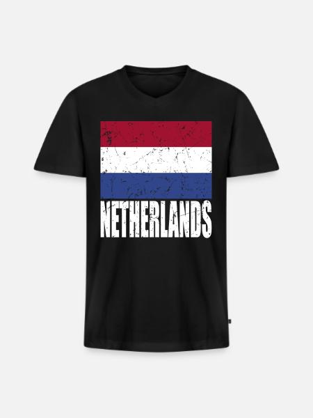 Netherlands flag - Men's Premium Organic T-shirt with V-neck - black