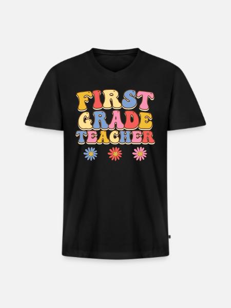 First class class teacher I am a teacher - Men's Premium Organic T-shirt with V-neck - black