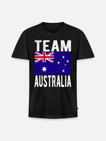 Australia Flag - Men's Premium Organic T-shirt with V-neck - black