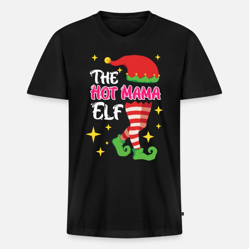 The Elf Mutter Elfe - Männer Premium Bio T-Shirt mit V-Ausschnitt - Schwarz