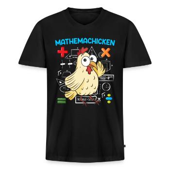 Mathemachicken Mathematik Mathe Lehrer - Männer Premium Bio T-Shirt mit V-Ausschnitt - Schwarz - Vorne - Nico (187cm)
