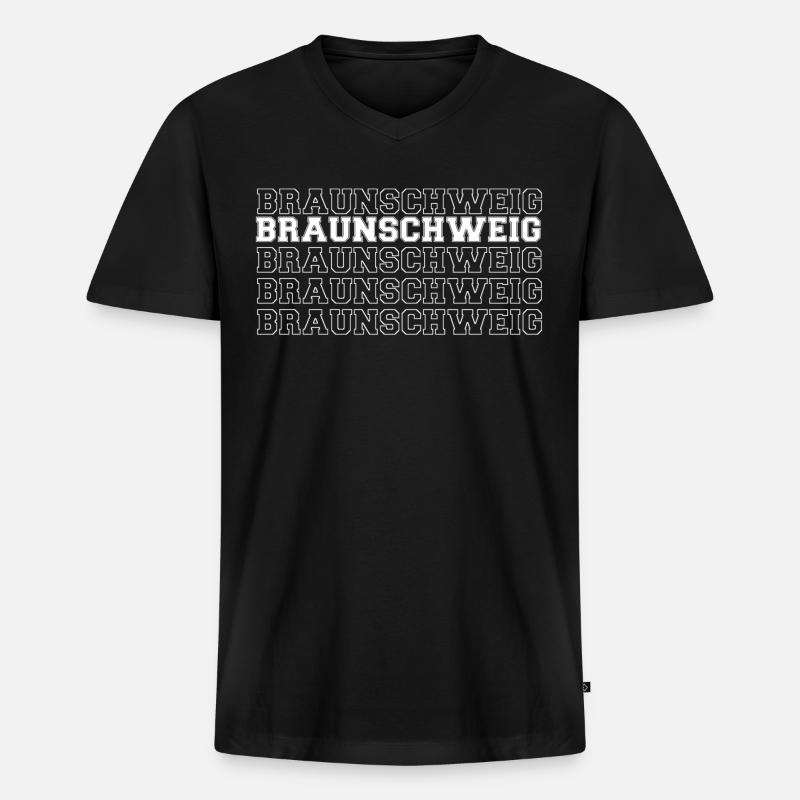 Braunschweig - Männer Premium Bio T-Shirt mit V-Ausschnitt - Schwarz