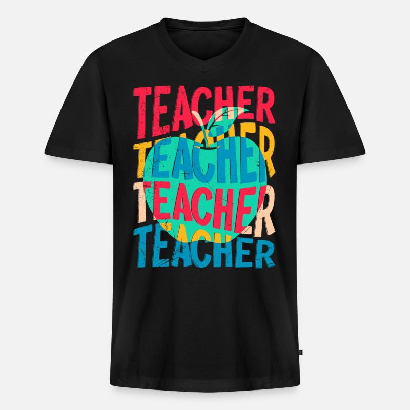 Lehrerin ich bin ein Lehrer - Männer Premium Bio T-Shirt mit V-Ausschnitt - Schwarz