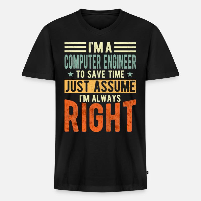 Computertechniker - Männer Premium Bio T-Shirt mit V-Ausschnitt - Schwarz