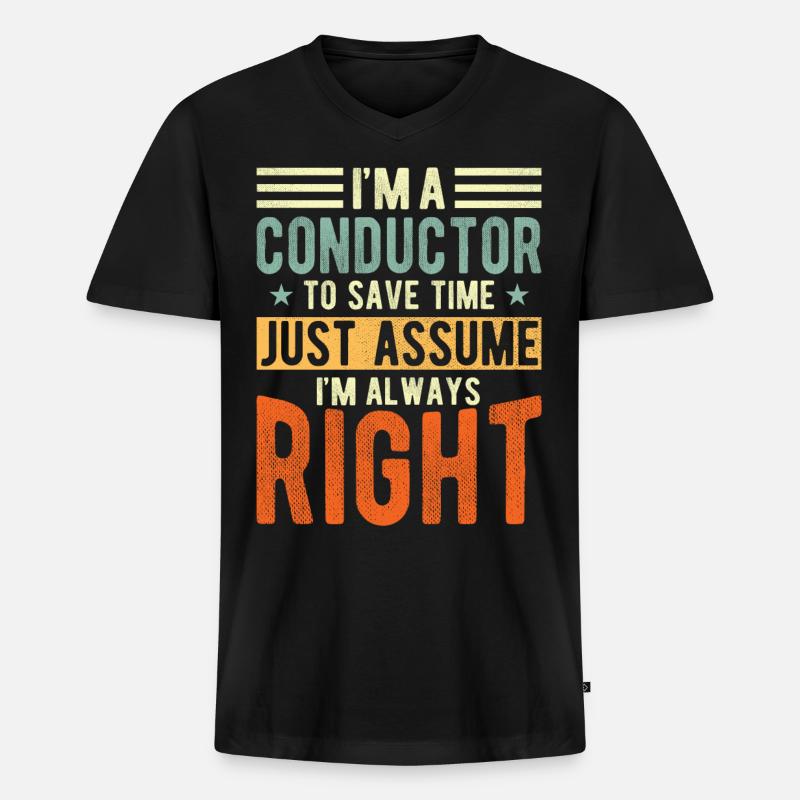 Dirigent - Männer Premium Bio T-Shirt mit V-Ausschnitt - Schwarz