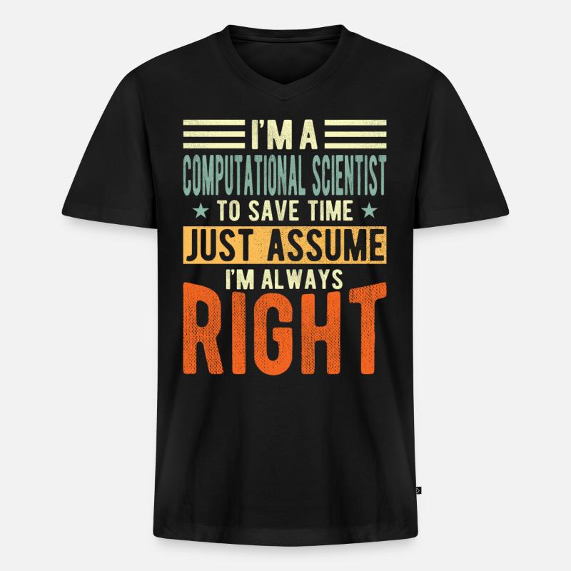 Computerwissenschaftler - Männer Premium Bio T-Shirt mit V-Ausschnitt - Schwarz