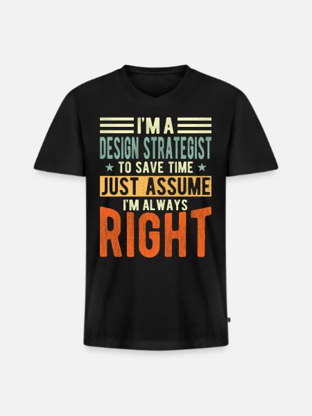 Stratège en conception - T-shirt encolure en V Premium bio Homme - noir