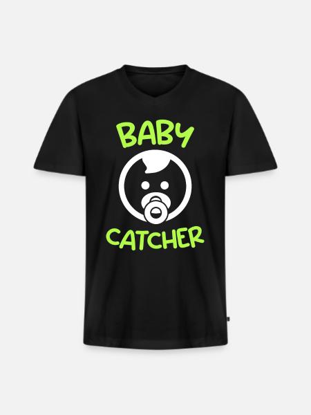 Babyfänger ich bin die Hebamme - Männer Premium Bio T-Shirt mit V-Ausschnitt - Schwarz