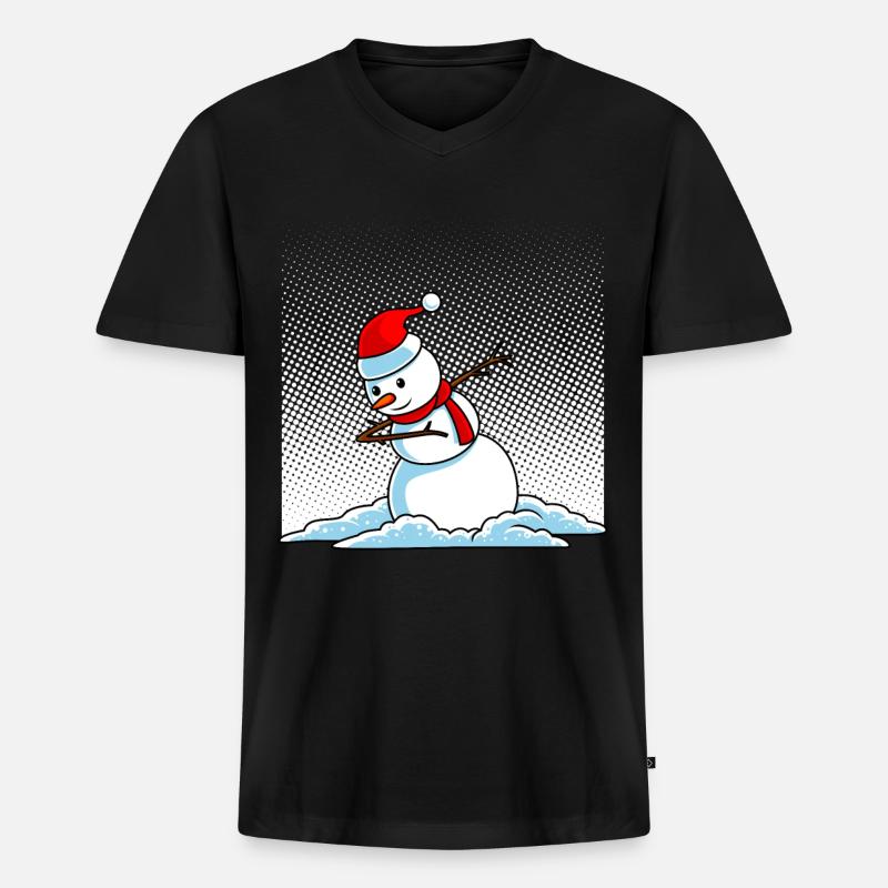 Dabbing Schneemann - Männer Premium Bio T-Shirt mit V-Ausschnitt - Schwarz