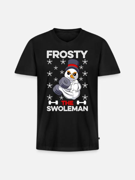 Frosty the Swoleman - Men's Premium Organic T-shirt with V-neck - black