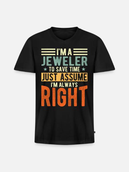 Bijoutier - T-shirt encolure en V Premium bio Homme - noir