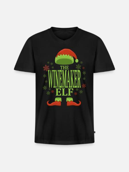 Winzer Weihnachtself - Männer Premium Bio T-Shirt mit V-Ausschnitt - Schwarz
